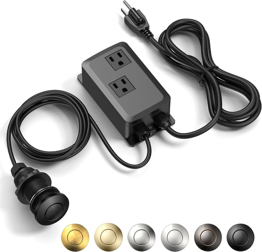 Garbage Disposal Air Switch Kit -Professional- Dual Outlet, Sink Top Waste Disposer On/Off, Garbage