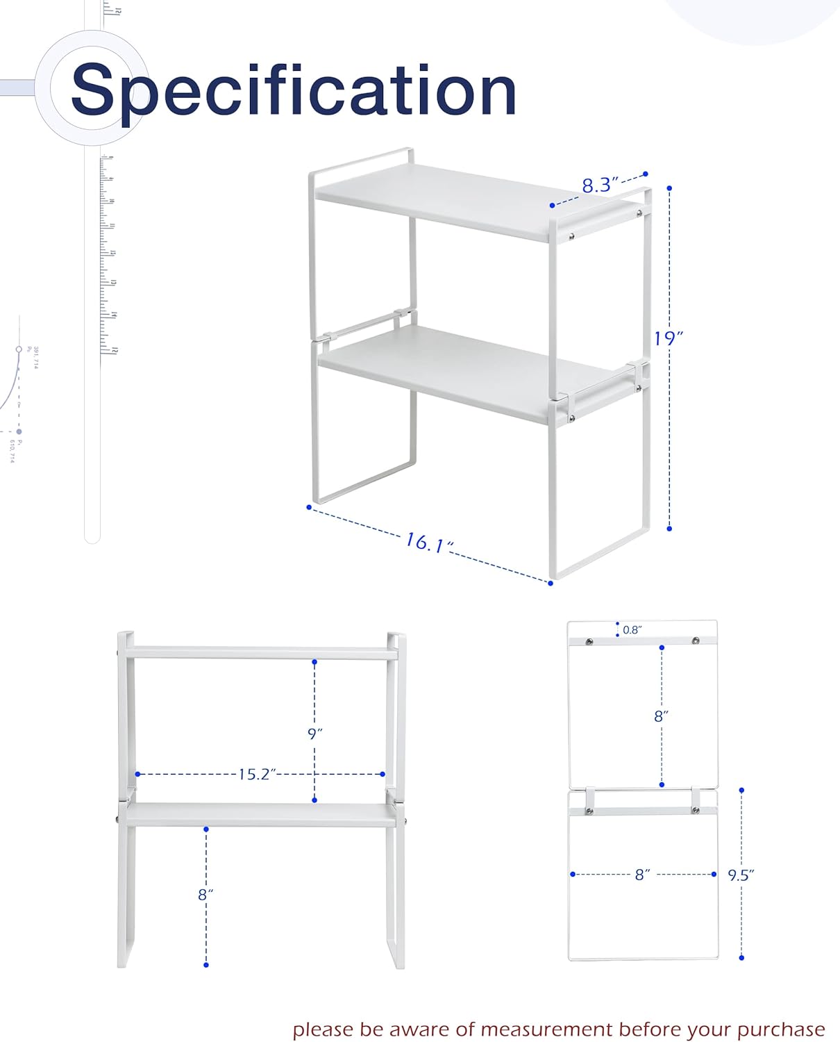 Nxconsu 2Pack Cabinet Shelves Stackable Organizer Rack Riser for Kitchen Cabinet Pantry Cupboard