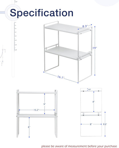 Nxconsu 2Pack Cabinet Shelves Stackable Organizer Rack Riser for Kitchen Cabinet Pantry Cupboard