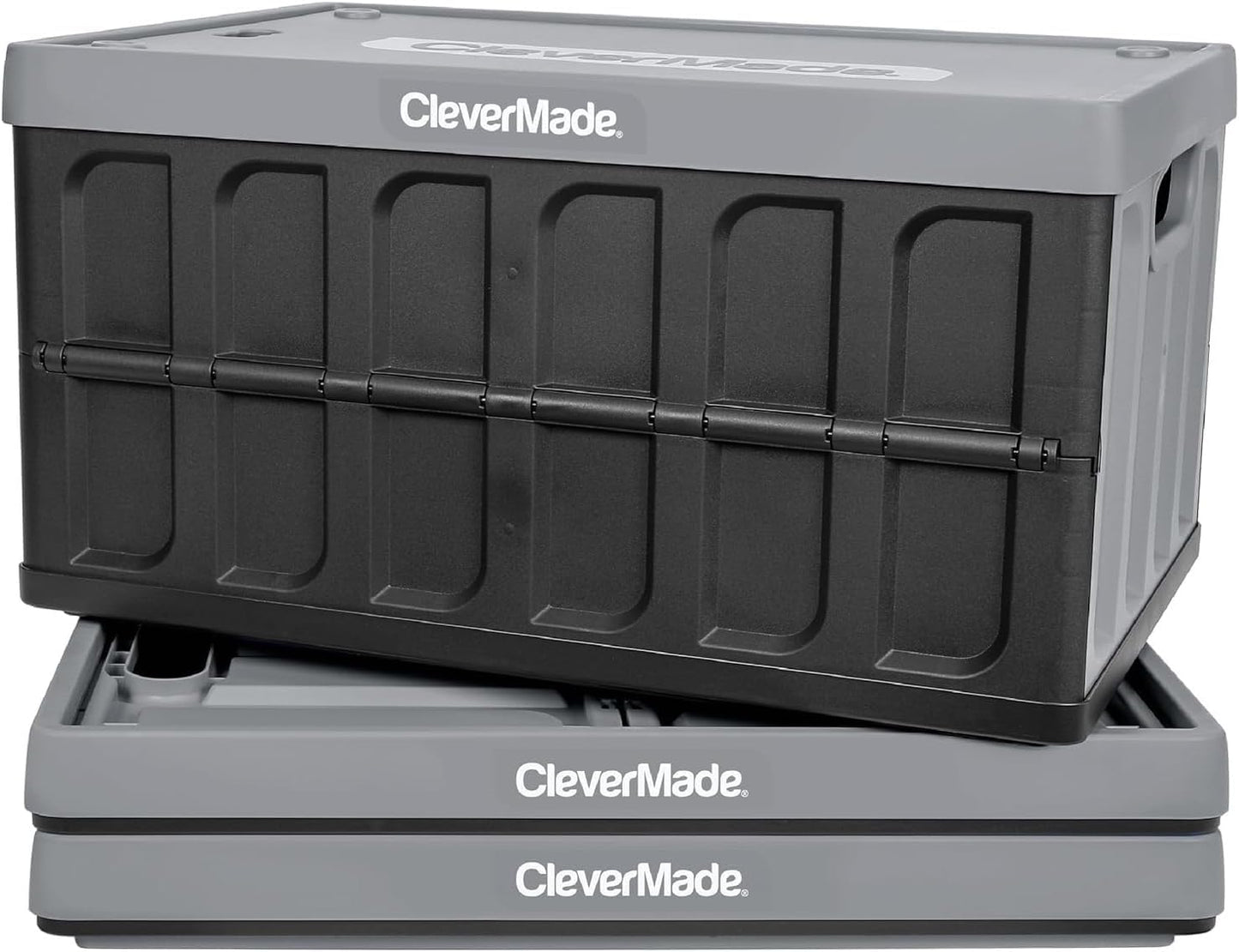 CleverMade Collapsible Storage Bin (With Lid) - 62L - Stone (3PK)