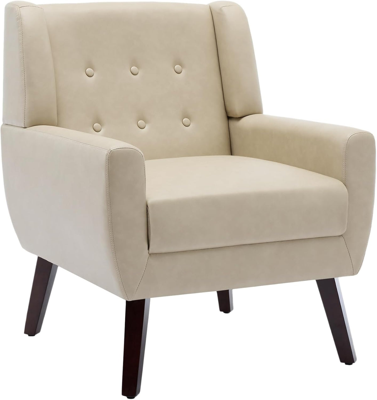 UIXE Faux Leather Accent Chairs Set of 4, Modern Arm Club Chair Upholstered Armchair for Living
