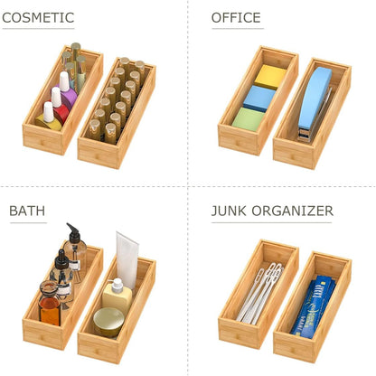 Bamboo Kitchen Drawer Organizer,Stackable Silverware Tray Utensil Organizer Cutlery Holder for