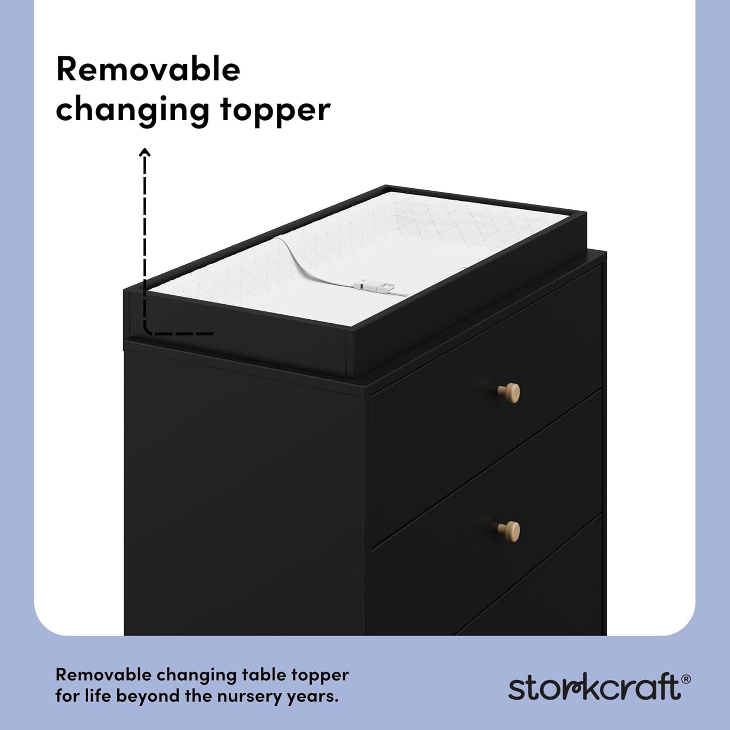 Storkcraft California 3-Drawer Chest with Removable Changing Topper (Black with Driftwood)