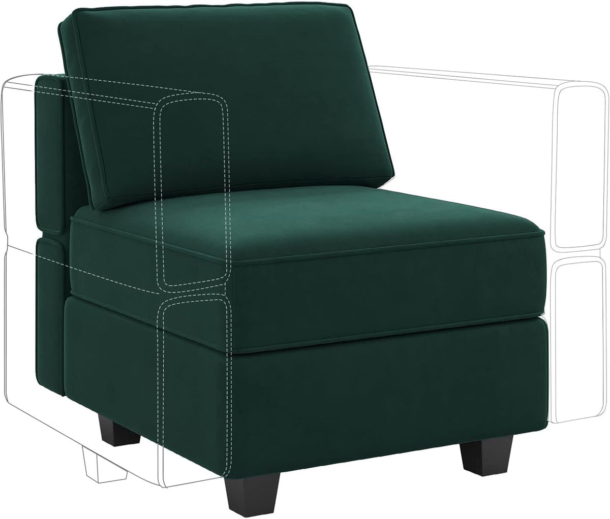 Belffin Modular Sofa Middle Module with Storage for Modular Sectional Sofa Couch Velvet Accent