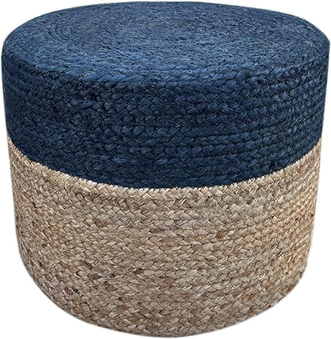 Jute Pouf Ottoman | Footrest Pouf | Hand Braided - Round Boho Pouffe - for Living Room, Bedroom