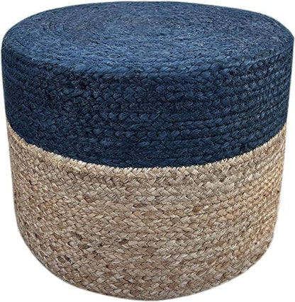 Jute Pouf Ottoman | Footrest Pouf | Hand Braided - Round Boho Pouffe - for Living Room, Bedroom