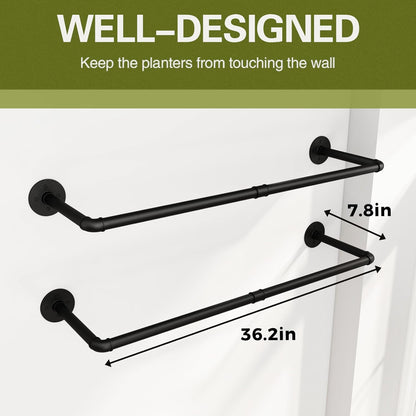 2Pc Hanging Planters for Indoor Plants Plant Hanger Indoor Hanging Plant Holder Black Metal