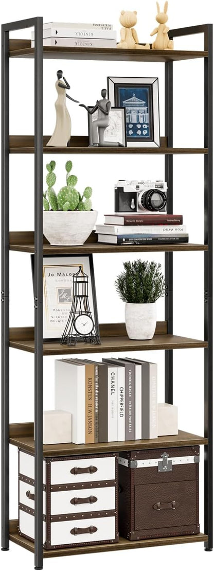 NUMENN Bookshelf, 6 Tier Bookshelves, Home Office Bookcase Shelf Storage Organizer, Free Standing