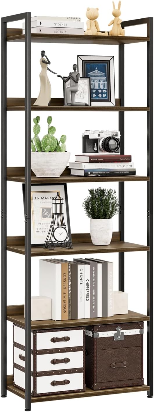 NUMENN Bookshelf, 6 Tier Bookshelves, Home Office Bookcase Shelf Storage Organizer, Free Standing