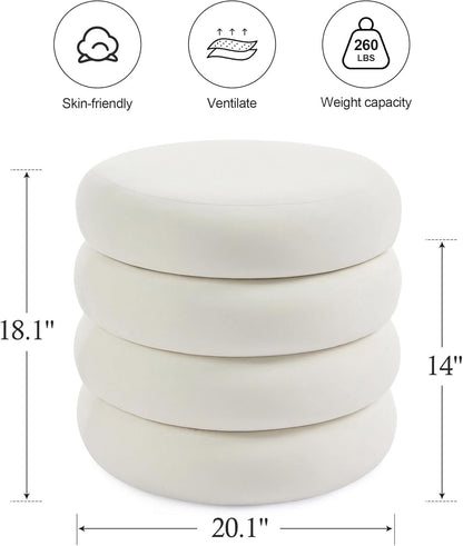 ONEVOG Round Storage Ottoman, 20" Small Ottomans Table with Removable Lid, Velvet Fabric Soft