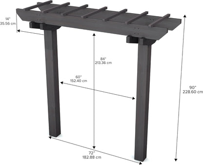 Vita Charcoal Gray Wildwood Cedar Arbor – 72" W x 90" H, Garden Arch for Climbing Plants, Wedding