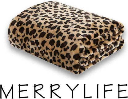 MERRYLIFE Leopard Throw Blanket Decorative Fleece Throw | Ultra-Plush Colorful Oversized | Couch