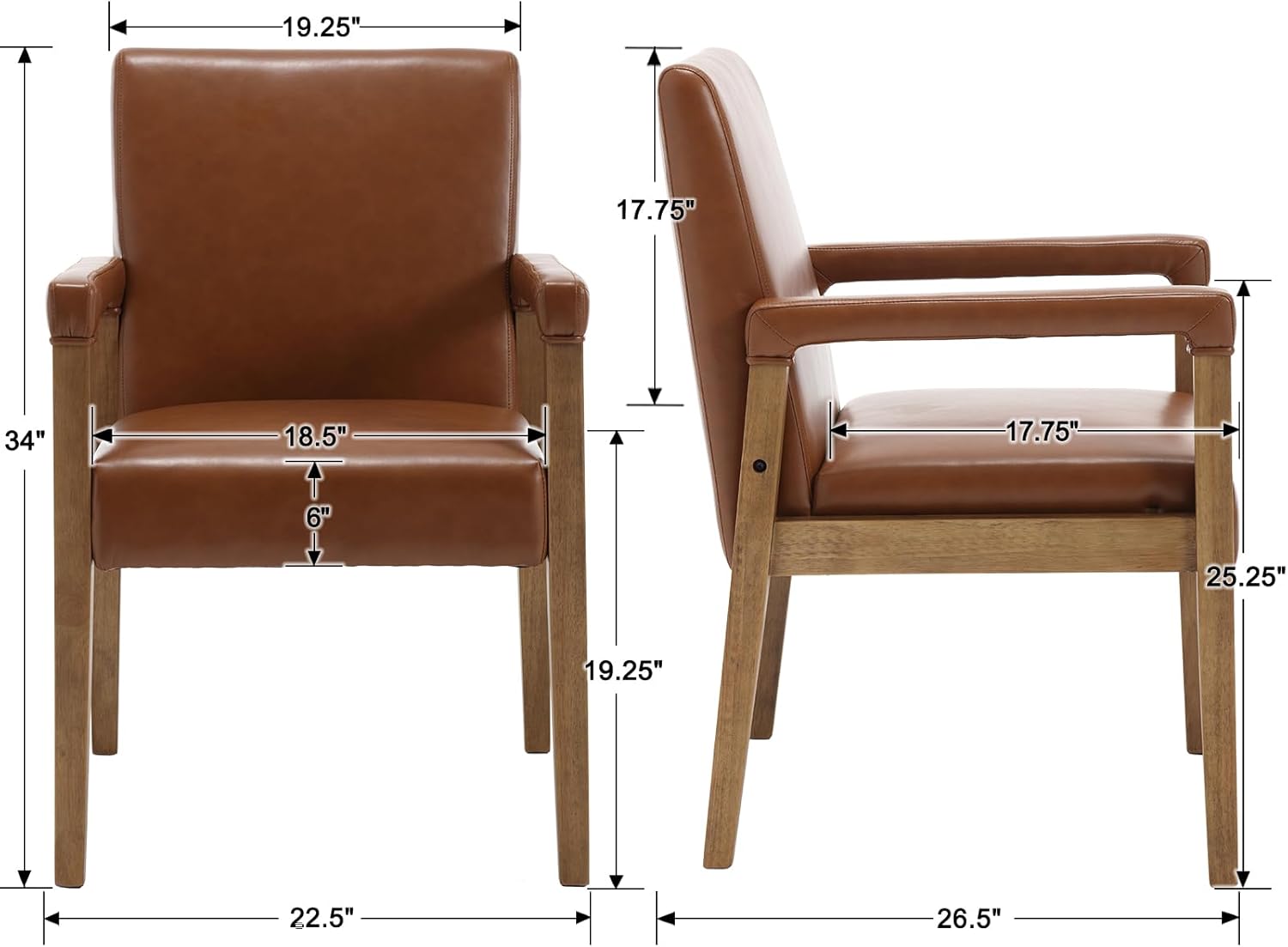 Kmax Modern Dining Chairs Set of 4 Faux Leather Kitchen Arm Chairs Upholstered Accent Chairs with