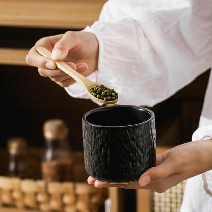 Black White Ceramic Coffee Canister Tea Canister with Seal Wood Lid, Airtight Coffee Storage