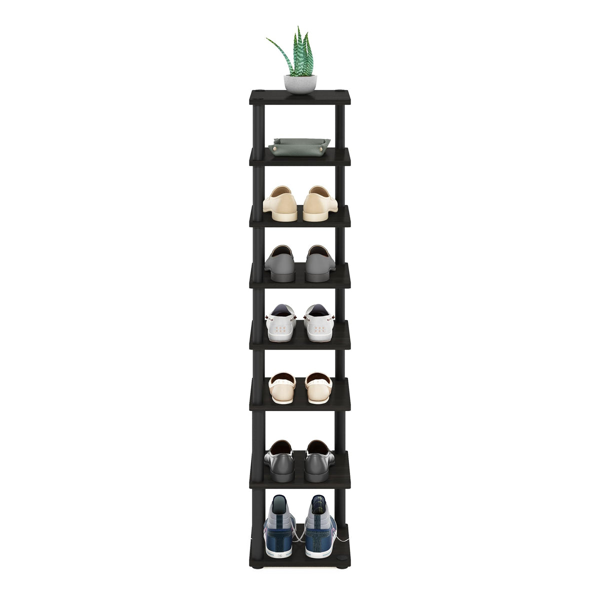 Furinno Turn-N-Tube Vertical Shoe Rack, 8-Tier Narrow Shoe Organizer, Free Standing Shoe Storage