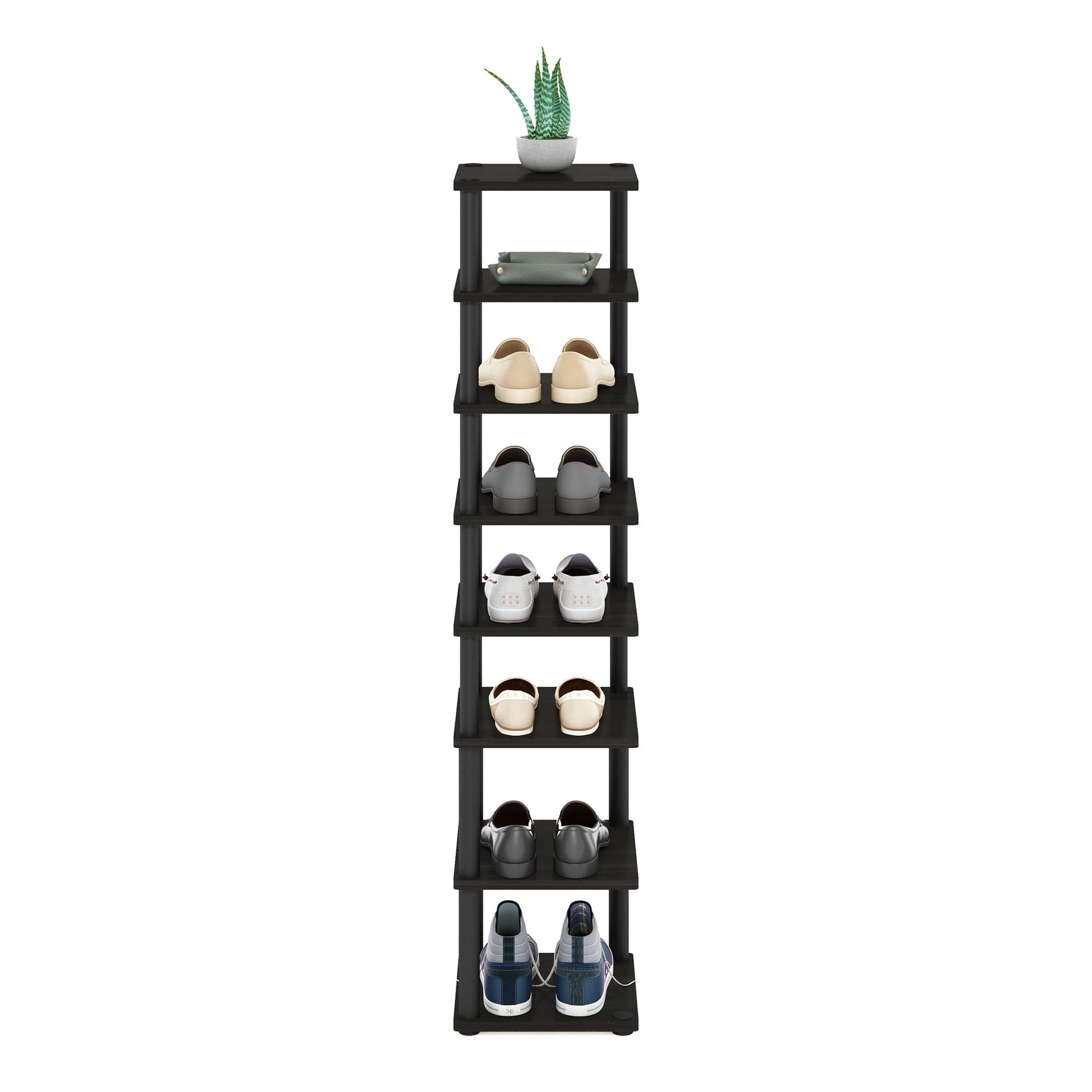 Furinno Turn-N-Tube Vertical Shoe Rack, 8-Tier Narrow Shoe Organizer, Free Standing Shoe Storage