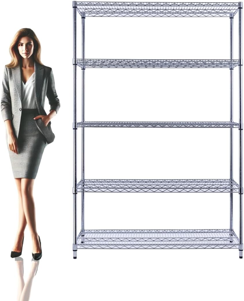 48"x24"x72" Chrome 5-Tier PREMIUM Wire Shelving NSF 4000 LBS MAX CAPACITY Heavy Duty Steel Storage