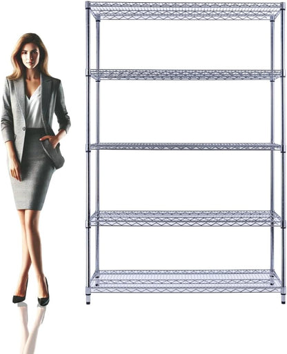 48"x24"x72" Chrome 5-Tier PREMIUM Wire Shelving NSF 4000 LBS MAX CAPACITY Heavy Duty Steel Storage