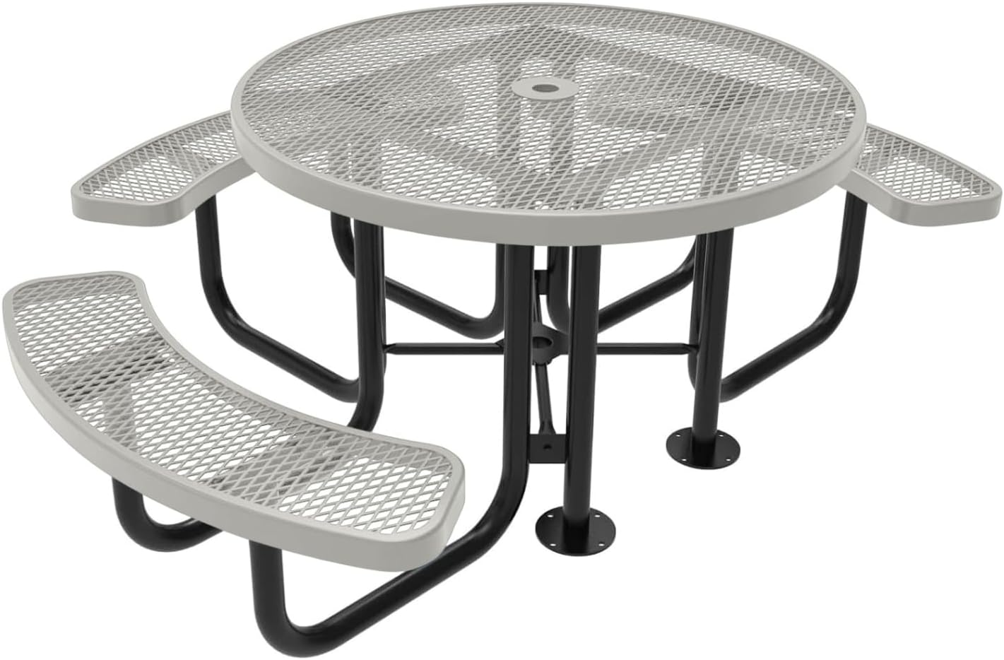 TRD3-GRY Heavy Duty Round Portable Picnic Table 3 Seat Handicap Accessible, 46", Grey, Made in
