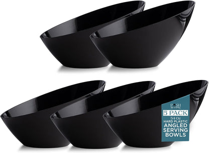 Posh Setting Black Plastic Serving Bowls Disposable - Angled Bowls - Angled Candy Bowl - Plastic