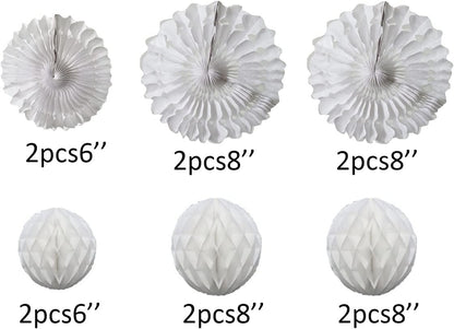 12pcs White Honeycomb Balls Tissue Paper Fans Party Honeycomb Ball Fans wall Decorations Tissue Pom