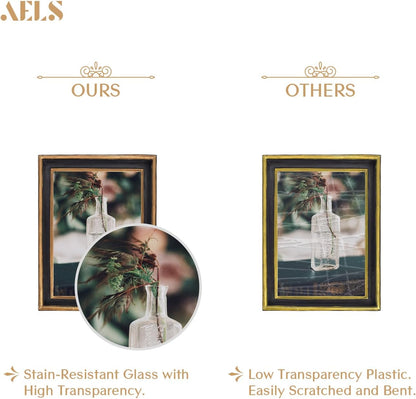 AELS 5x7 Inch Vintage Picture Frame, Elegant Antique Photo Frames with Glass Front, Photo Display