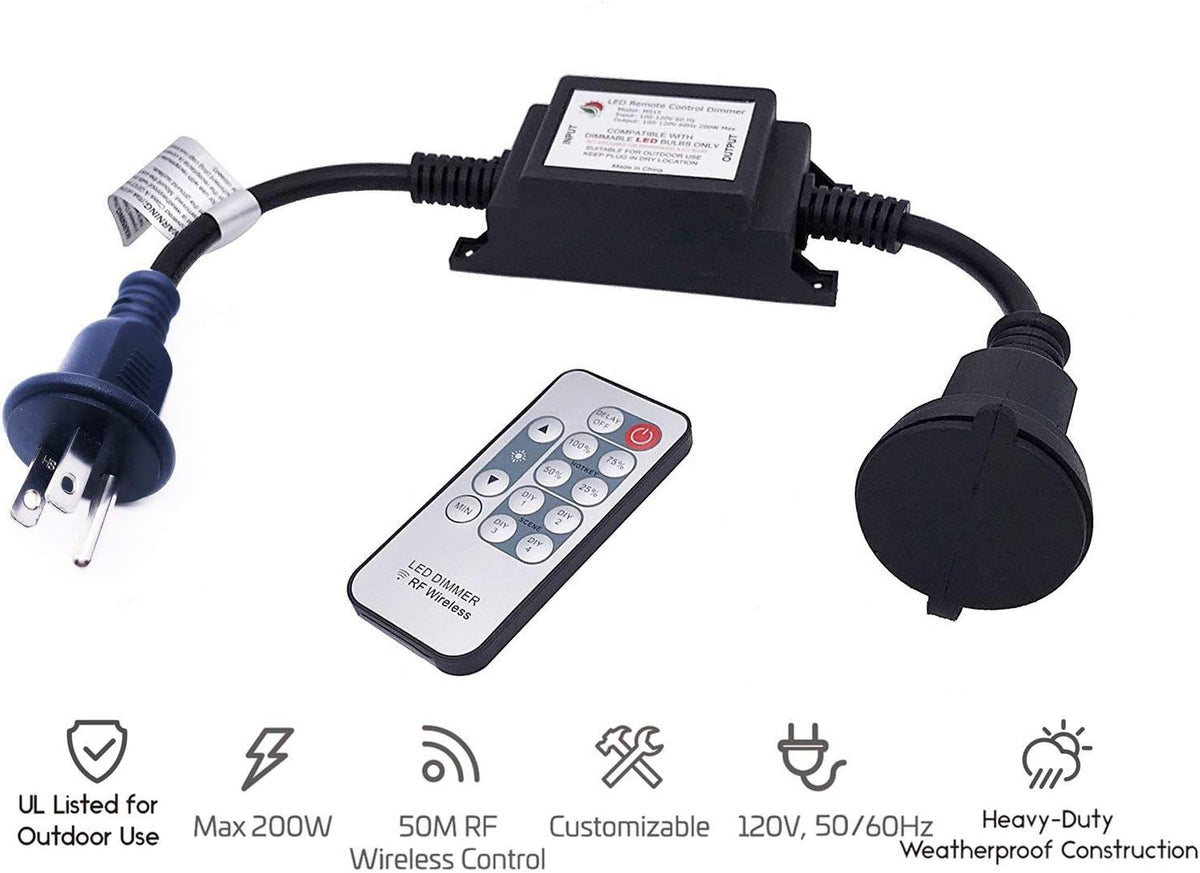 Max Power 200W Waterproof Outdoor String Lights Wireless Remote Control, 150Feet Range, Memory