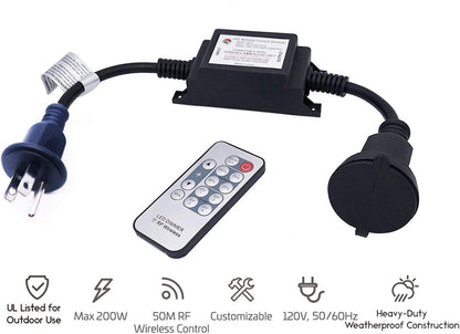 Max Power 200W Waterproof Outdoor String Lights Wireless Remote Control, 150Feet Range, Memory