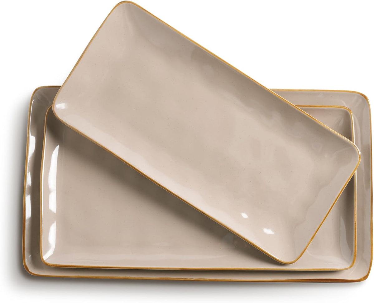 famiware Serving Platter, Rectangular 15.67/14.1/12.6 inch Serving Dishes for Entertaining