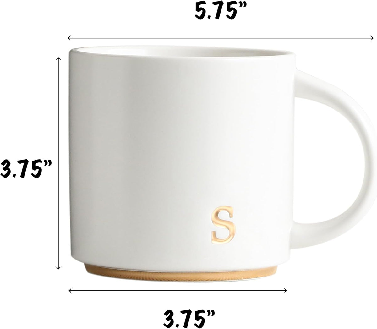 COLLECTIVE HOME - Monogram Ceramic Mugs, 15 oz Golden Initial Coffee Cups, Elegant Alphabet Tea