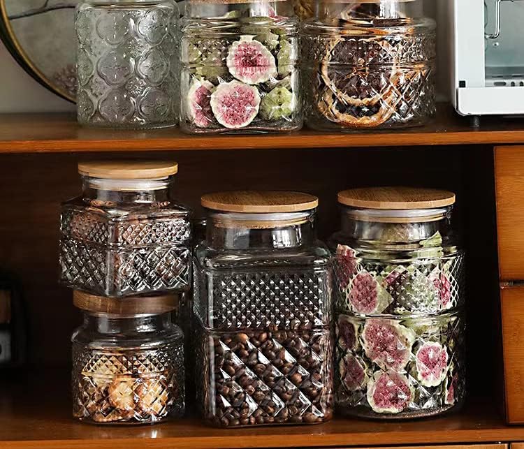 Large Glass Storage Jar, 60 FL OZ Glass Food Storage Containers with Bamboo Lid, Kitchen Containers