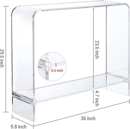 MyGift Premium 15mm Clear Acrylic Entryway Console Table with Bottom Display Shelf, 2 Tier Living
