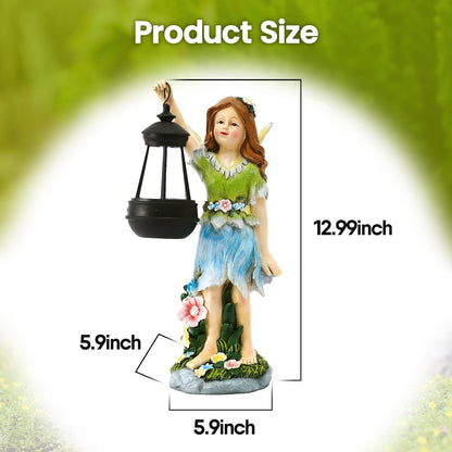 Fairy Garden Statue Solar Garden Fairy with Lantern Light Outdoor Decoration Waterproof Solar