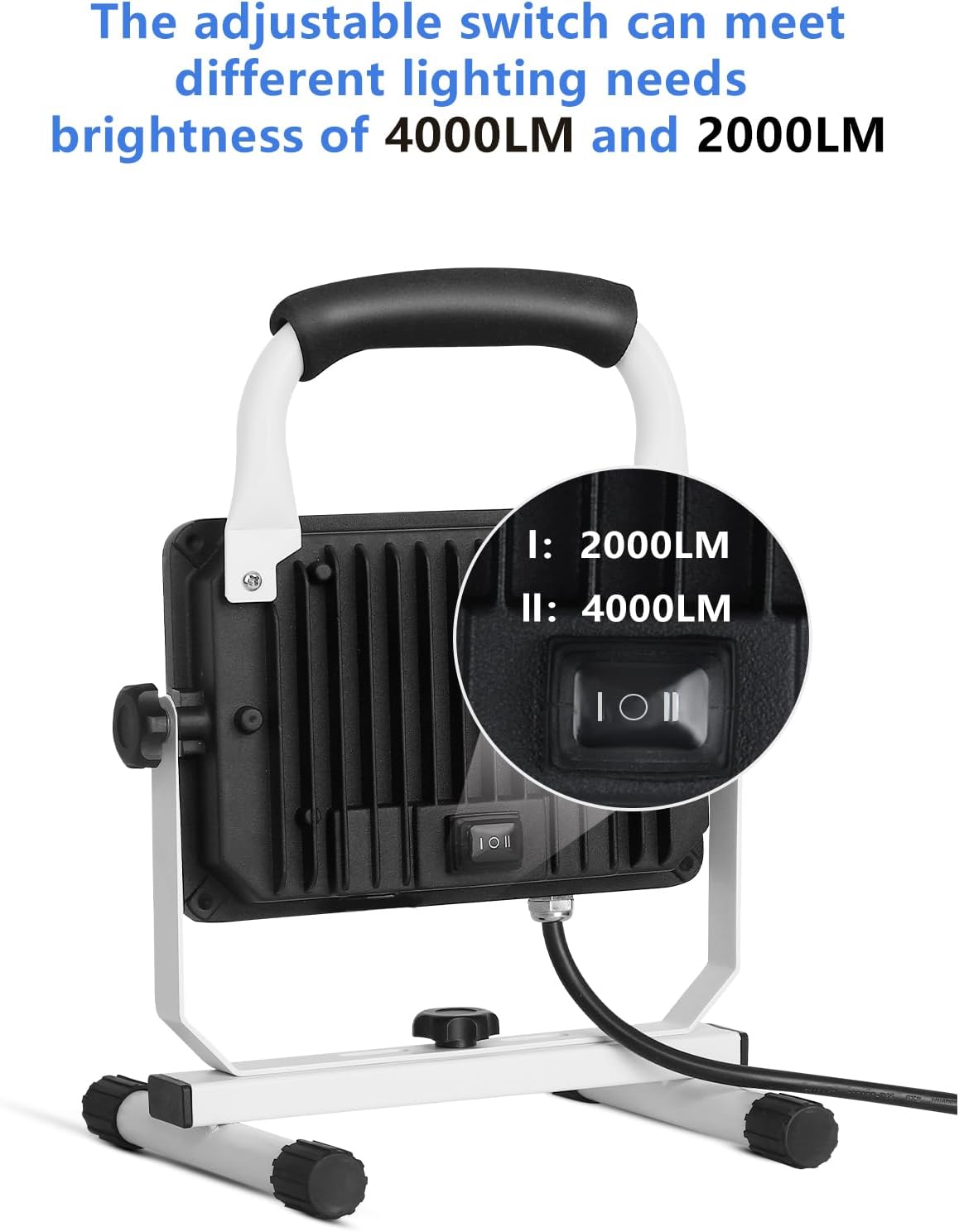 UFOND 4000 Lumen LED Work Light with Stand,40W Waterproof Portable Flood Lights, Worklight