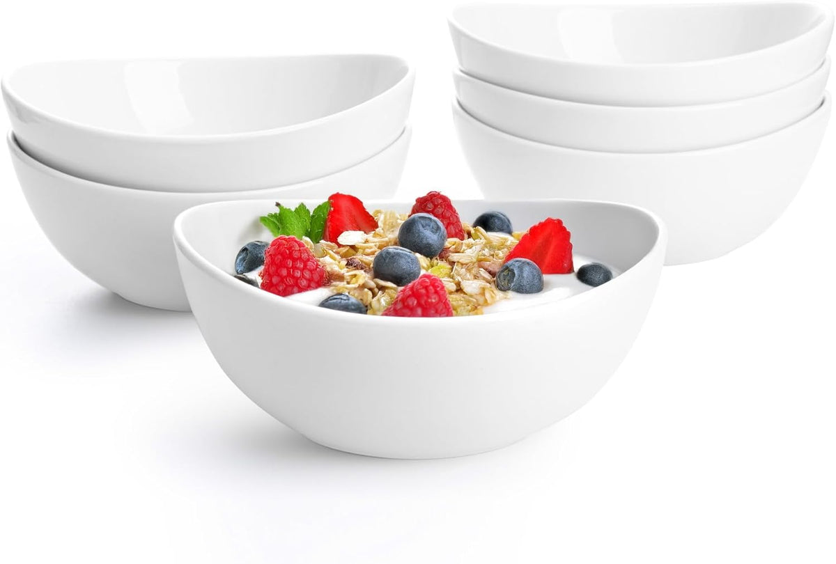 Sweese Porcelain Bowls Set - 6 Inch, 18 oz, White, for Soup, Cereal, Fruit, Rice, Set of 6