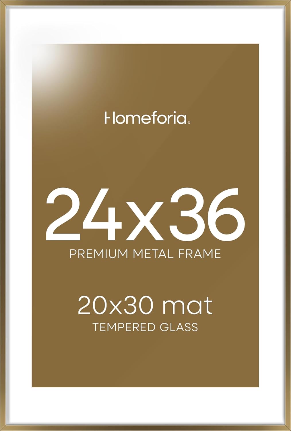 Homeforia 24x36 Picture Frame Bronze, High End Metal 24 x 36 Large Poster Frames with Mat 20 by 30