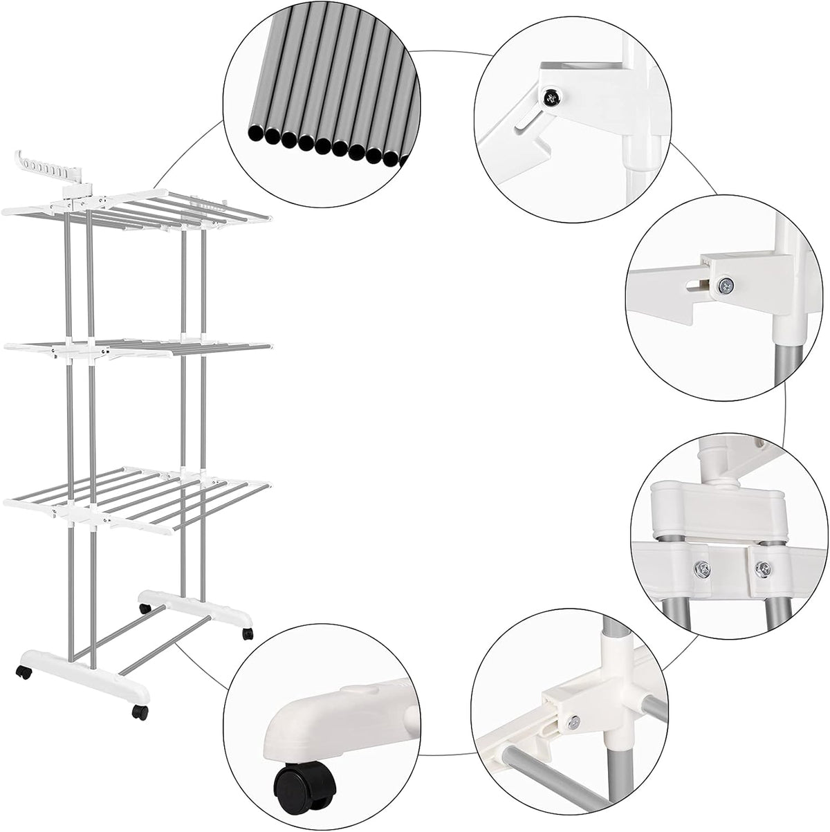 Bigzzia Clothes Drying Rack, Folding Stainless Steel Drying Rack Clothing Indoor Outdoor
