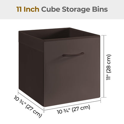 StorageWorks 11in Leather Storage Cubes, Cube Organizer Bins, Brown, 4-Pack