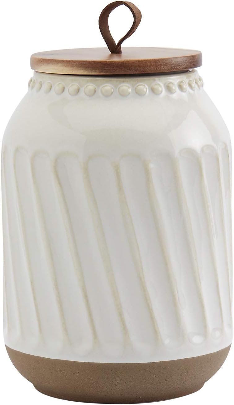 TTU Tabletops Gallery Ceramic Canister Collection- Stoneware Designed Kitchen Storage Embossed