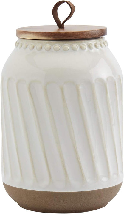 TTU Tabletops Gallery Ceramic Canister Collection- Stoneware Designed Kitchen Storage Embossed