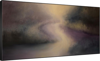 SIGNWIN 24"x46" Extra Large Framed Wall Art Golden Light River Path Dreamy Impressionist Landscape