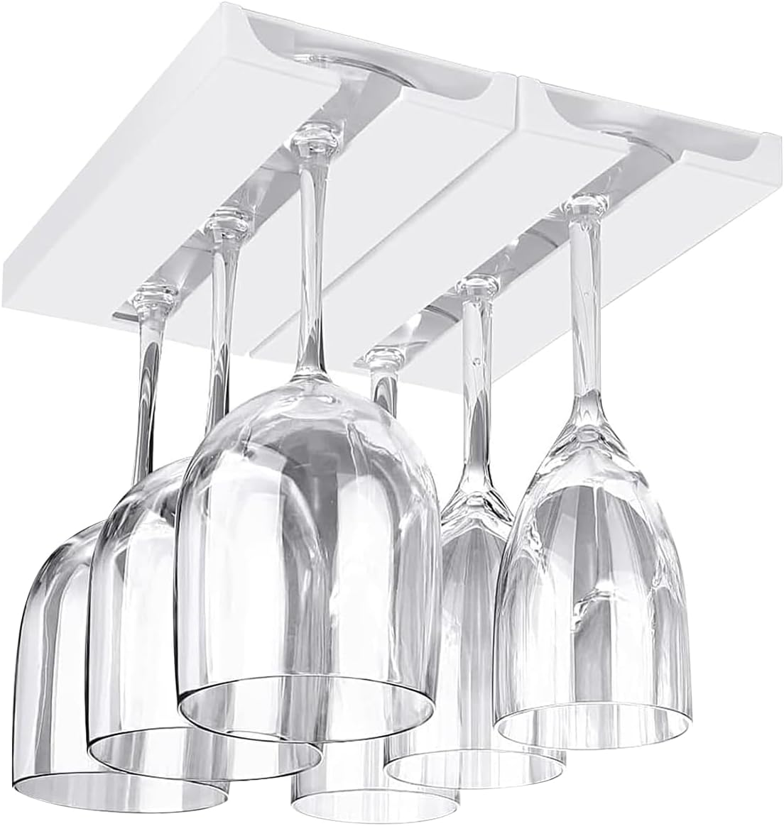 2 Pcs Wine Glass Holder Under Shelf or Cabinet Punch-free,Stemware Rack Glassware Drying Storage