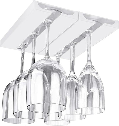 2 Pcs Wine Glass Holder Under Shelf or Cabinet Punch-free,Stemware Rack Glassware Drying Storage