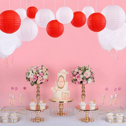 12Pcs Round Paper Lanterns Assorted Sizes (6" 8" 10" 12") for Home Decor, Restaurant, Church