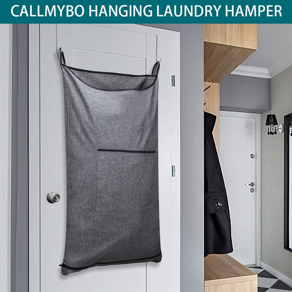 XL Hanging Hamper, Over The Door Hamper with Free Hanging Hooks, Space Saving Over Door Laundry Bag
