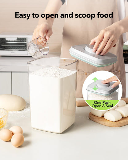 Ankou Airtight Food Storage Container with Pop Lid & 130ml Scoop, 4L/4.2qt *2 BPA-Free Cereal
