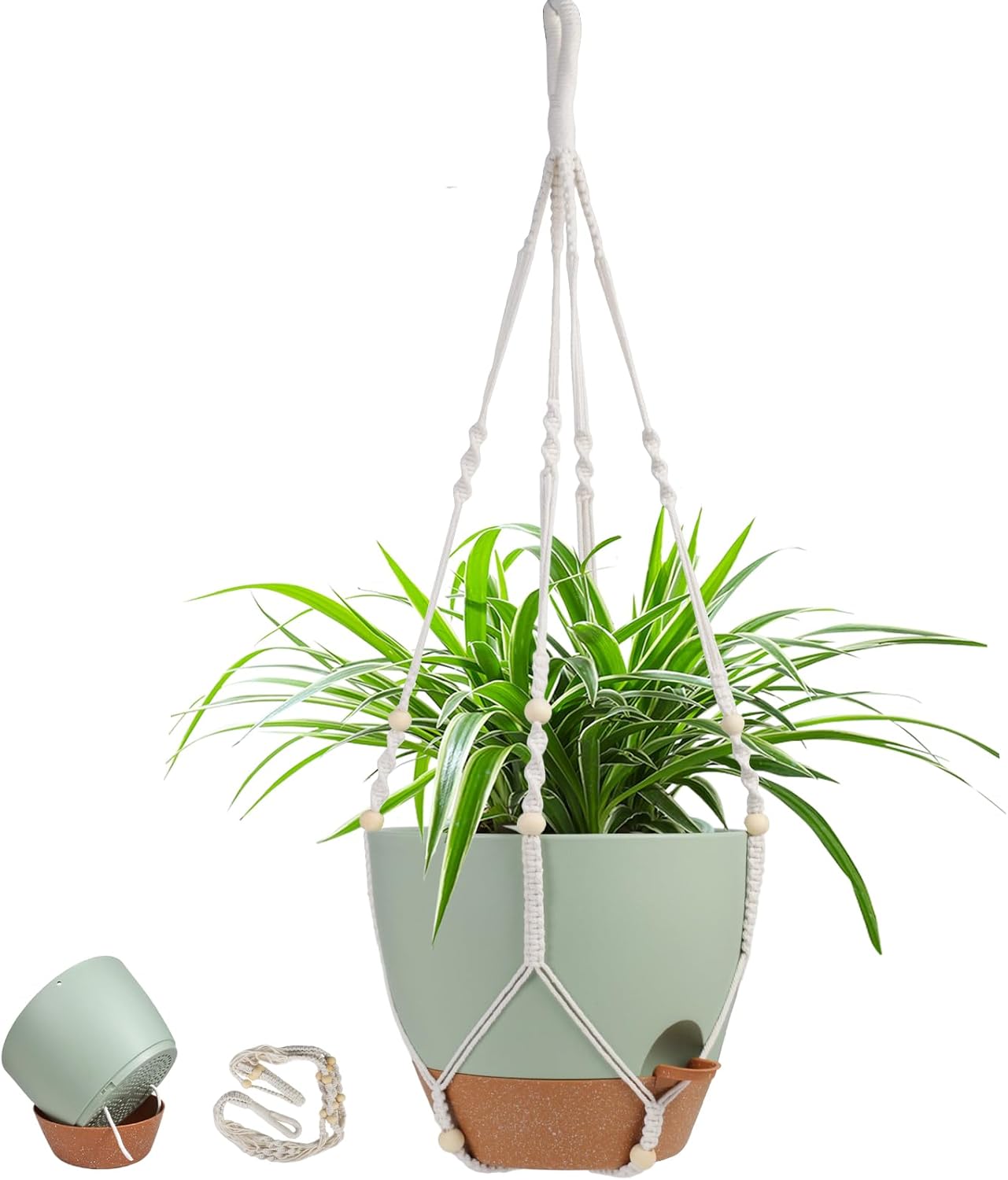 41.5 Inch Macrame Plant Hanger Indoor Outdoor with 12 Inch Flower Pot, Hanging Planter for Plants
