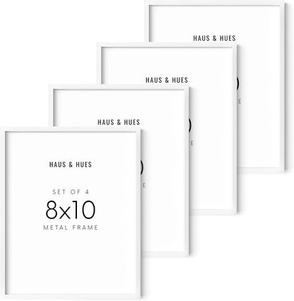 HAUS AND HUES Picture Frame Set of 4, White Picture Frames White Frames Picture Frames for Wall