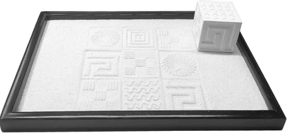 Japanese Zen Garden Kit for Desk with 3 Sand Spheres, Zen Decor with Wooden Tray and Natural Rake