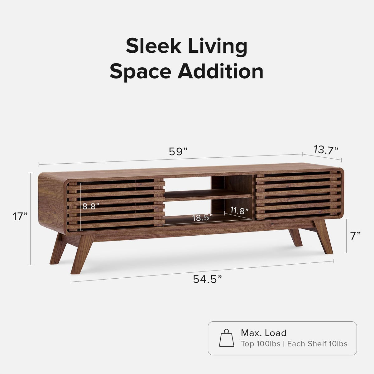 mopio Ensley TV Stand, Mid Century Modern for 55/60/65 inch TV, Farmhouse TV Stand, Entertainment